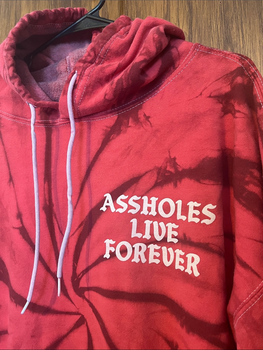 Red Tie-Dye Hoodie Sweatshirt - Assholes Live Forever